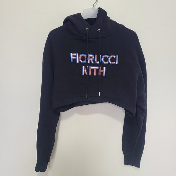 Fiorucci x Kith Women's Cropped Hoodie Pullover Black Size S - Picture 1 of 10